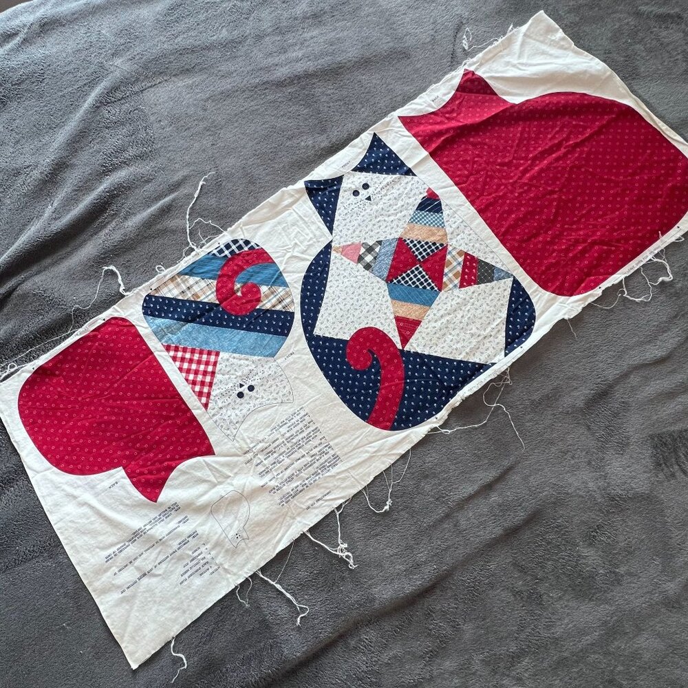 Patchwork Quilt Cats Vintage Cranston‎ Print Quick Sew Panel NOS